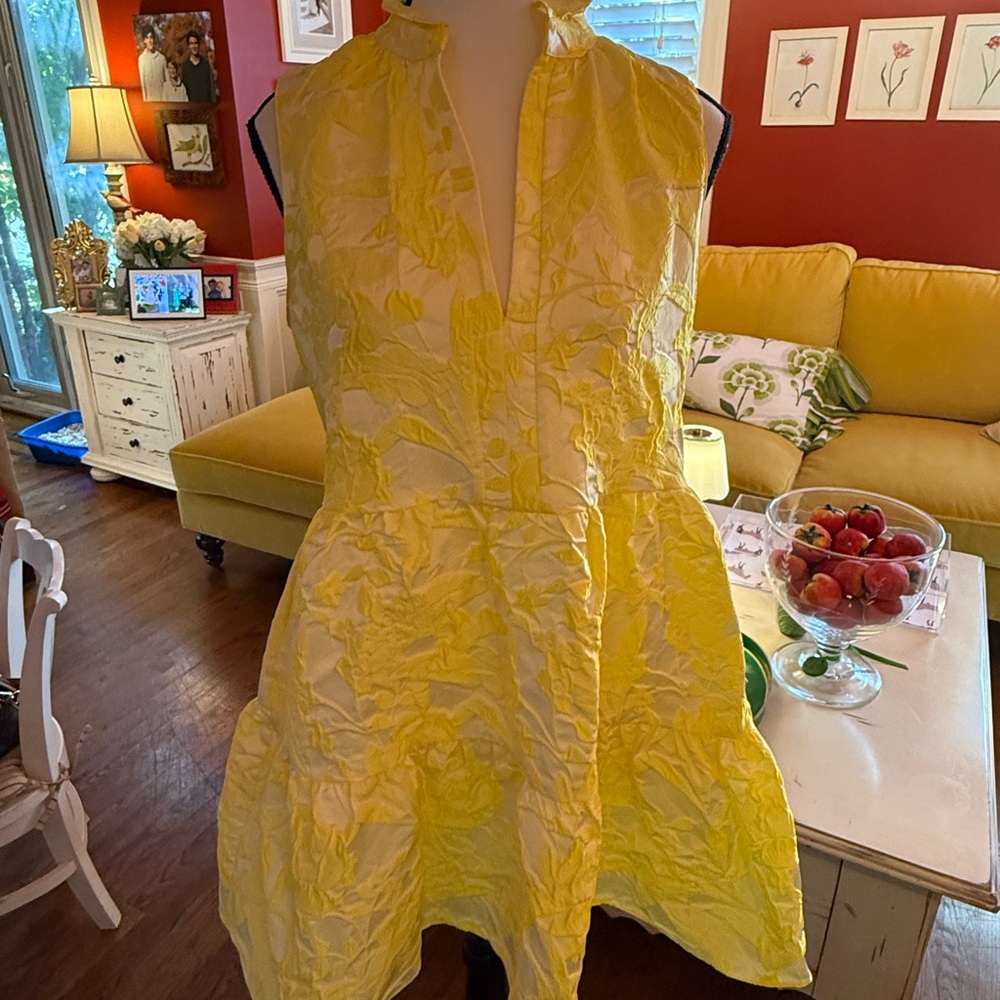 Amanda Uprichard Yellow Textured Mini Dress